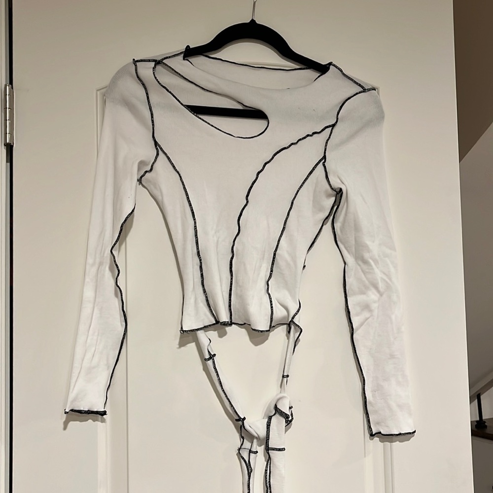 long sleeve tee tie back
